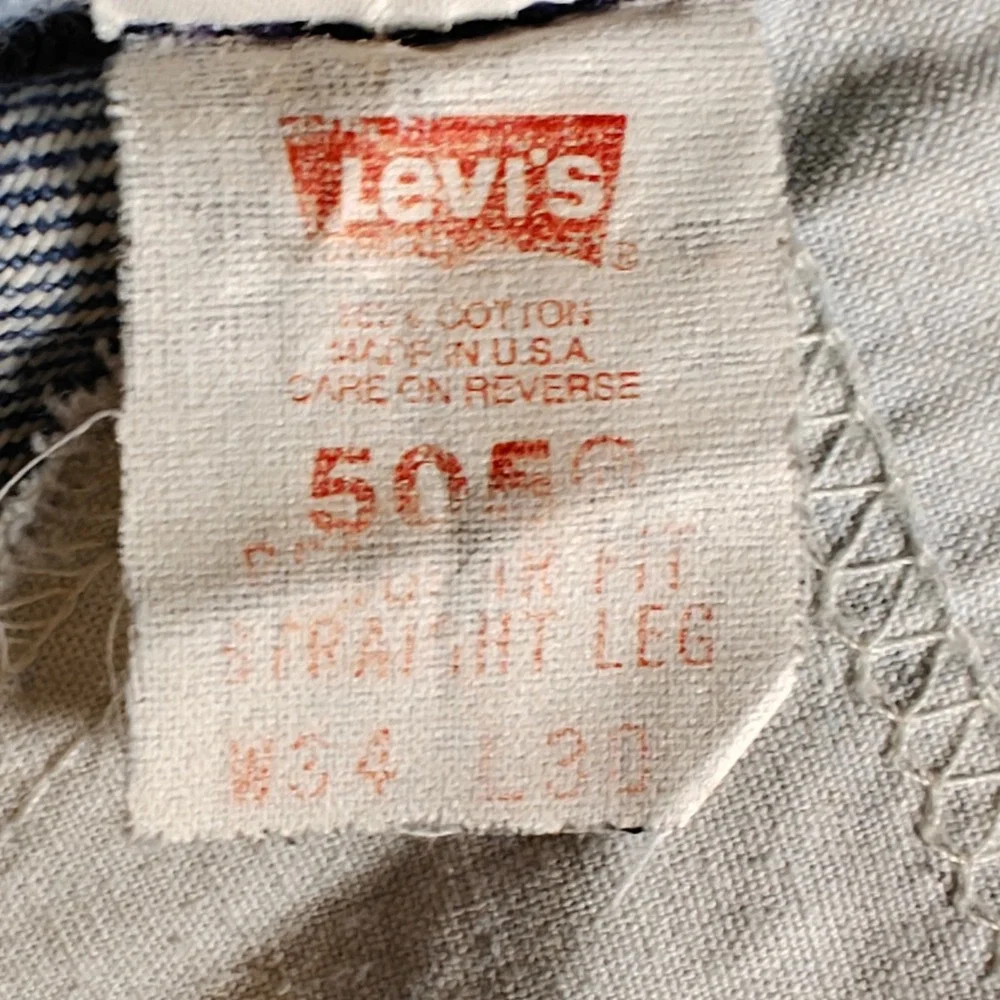 VTG Levis 505 Orange Tab 80s 90s 34x30 Straight Leg Jean Made in USA Distressed